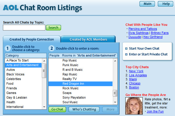AOL Chat room screenshot