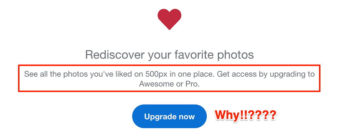 500px Likes behind paywall