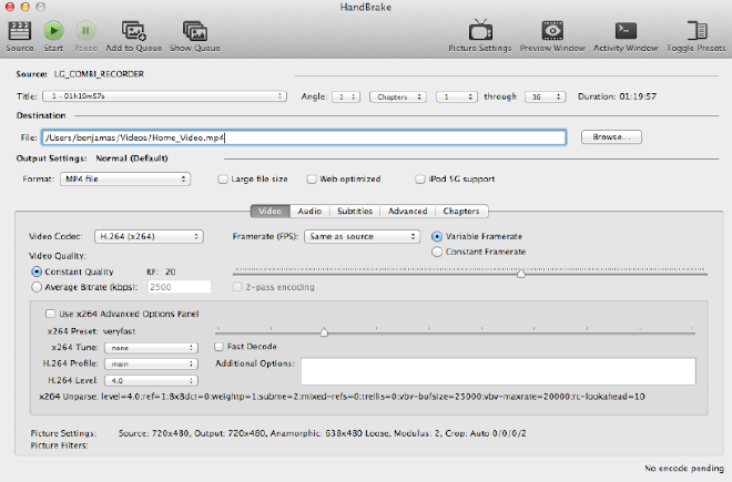 Handbrake screenshot