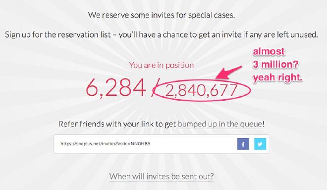 OnePlus Two Invite count
