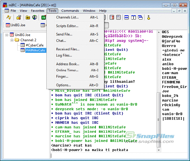 mIRC screenshot